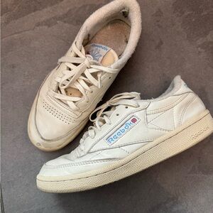 Reebok Cream and Blue Athletic Shoes